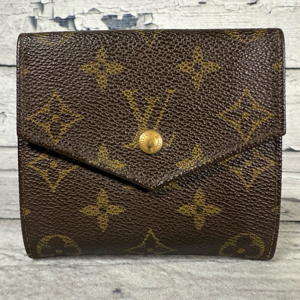 Louis Vuitton Portefeiulle Elise Trifold Wallet Monogram Canvas Leather